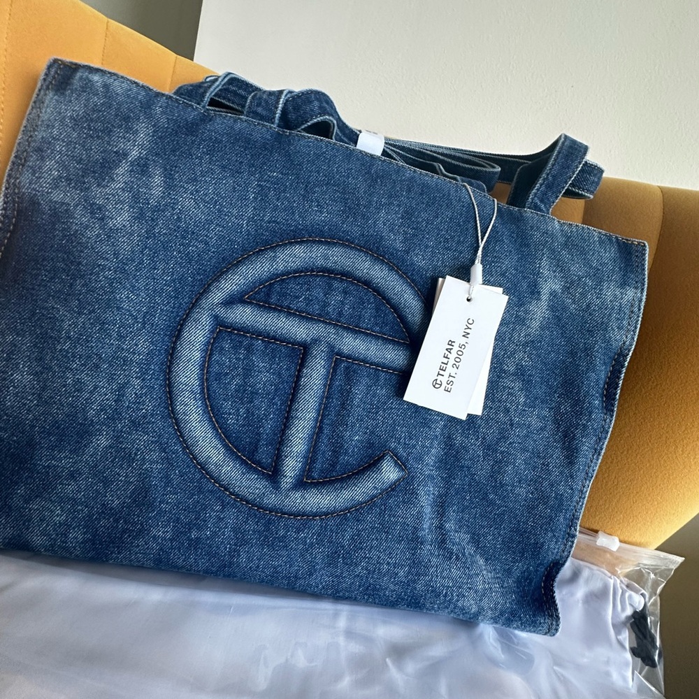 Telfar Blue Denim Shoulder Bag